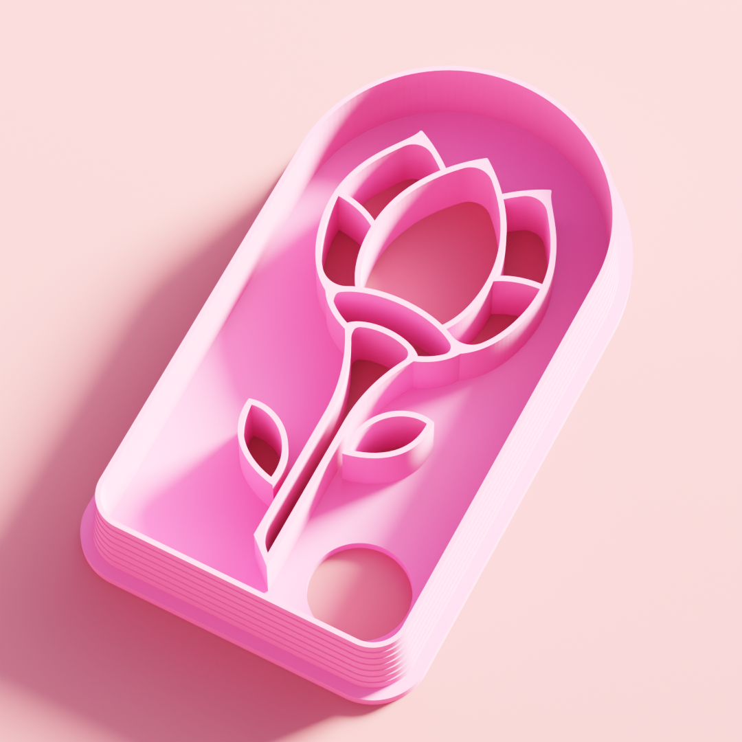 Stained Glass Rose in Dome Cutter