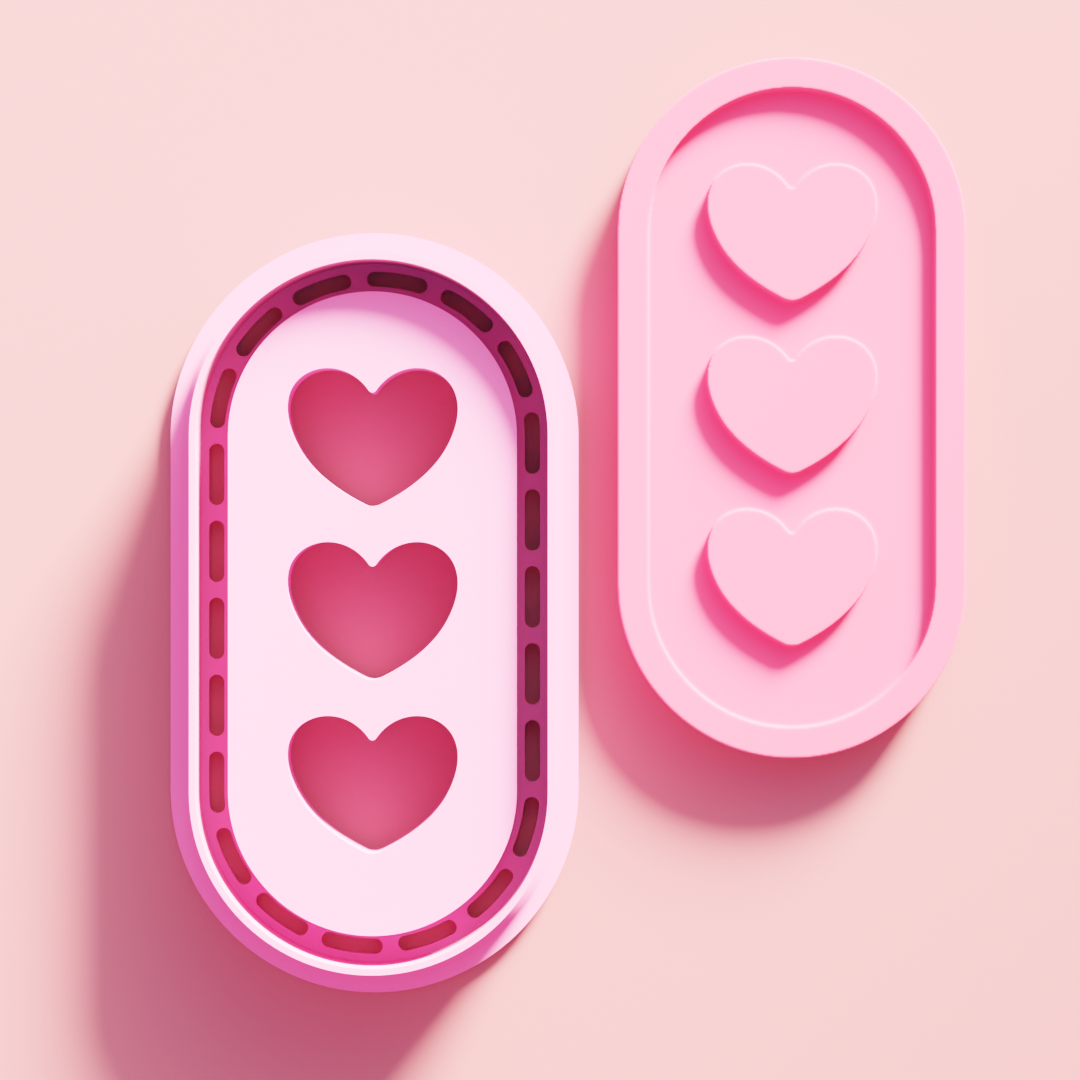 Heart Trio Pill Negative Embossing Cutter
