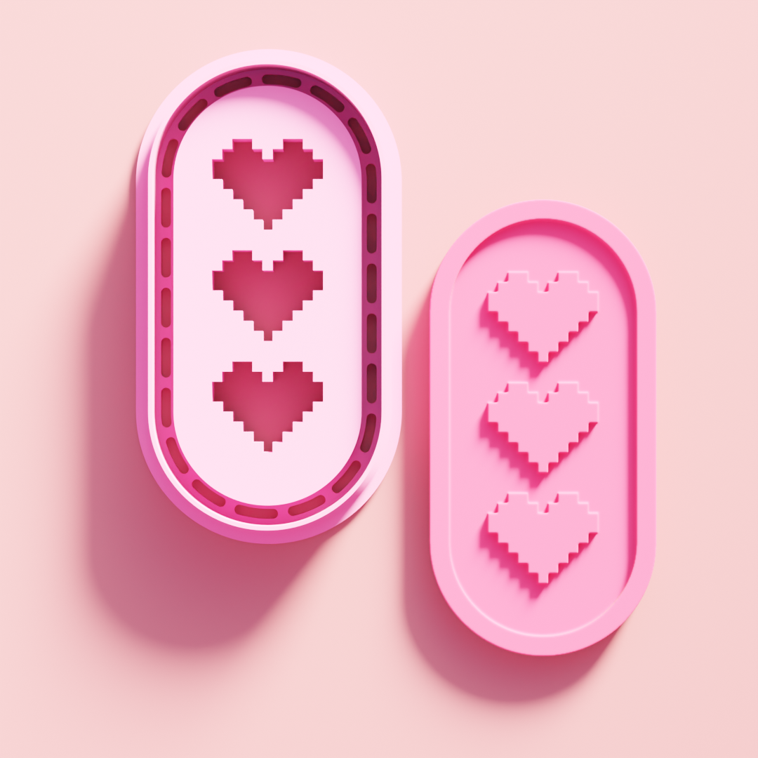 Digital Heart Trio Pill Negative Embossing Cutter