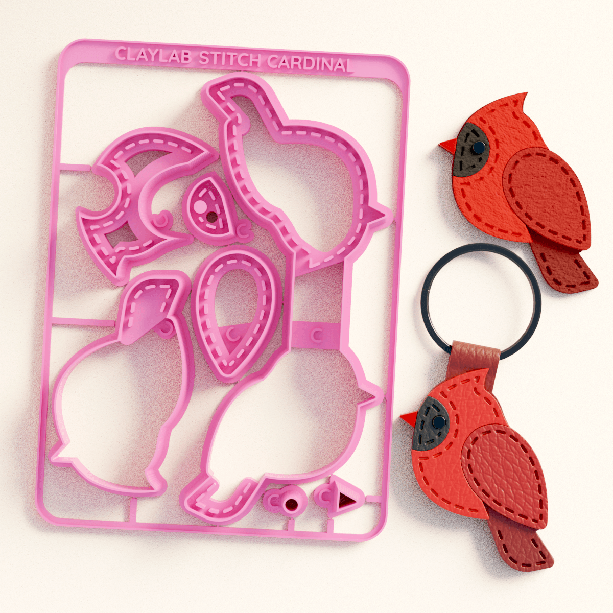 Stitch Cardinal Bird Snap Card - Claylab