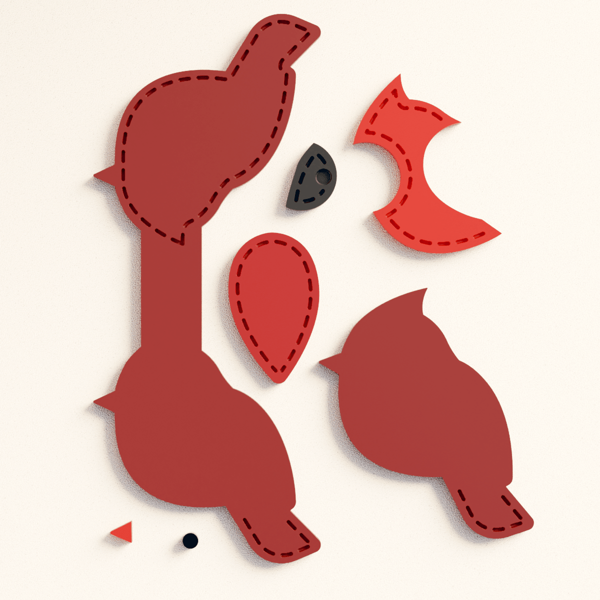 Stitch Cardinal Bird Snap Card - Claylab