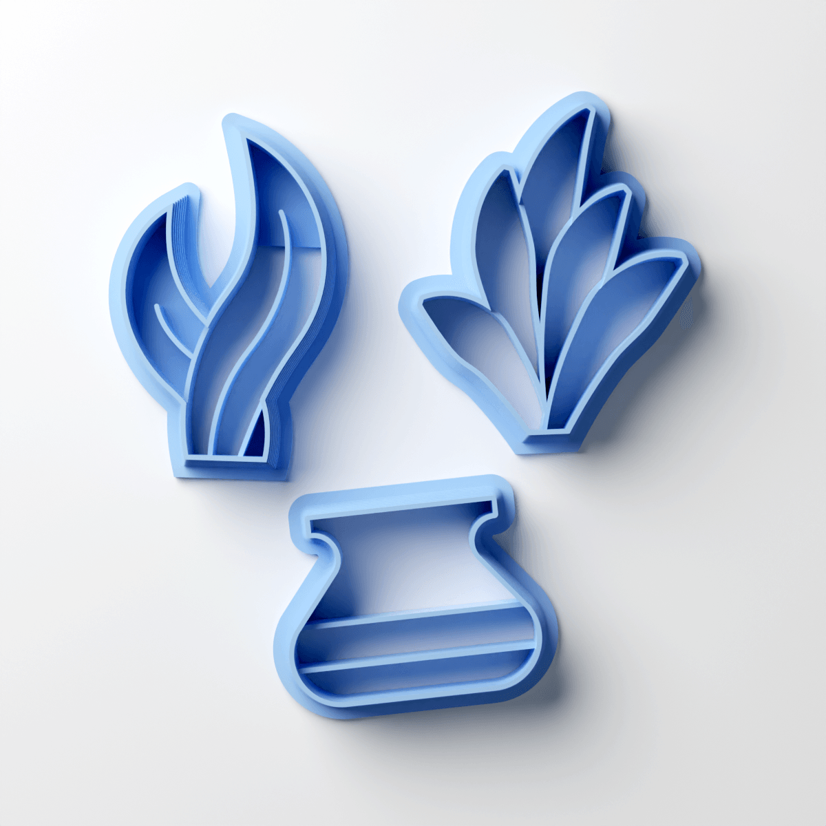Pot & Plants Set 3 (3 Clay Cutters) - Claylab
