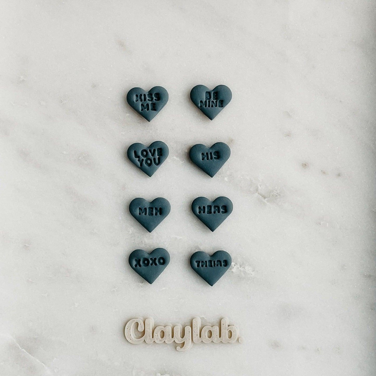 8 Pack Candy Hearts Clay Cutters - Claylab