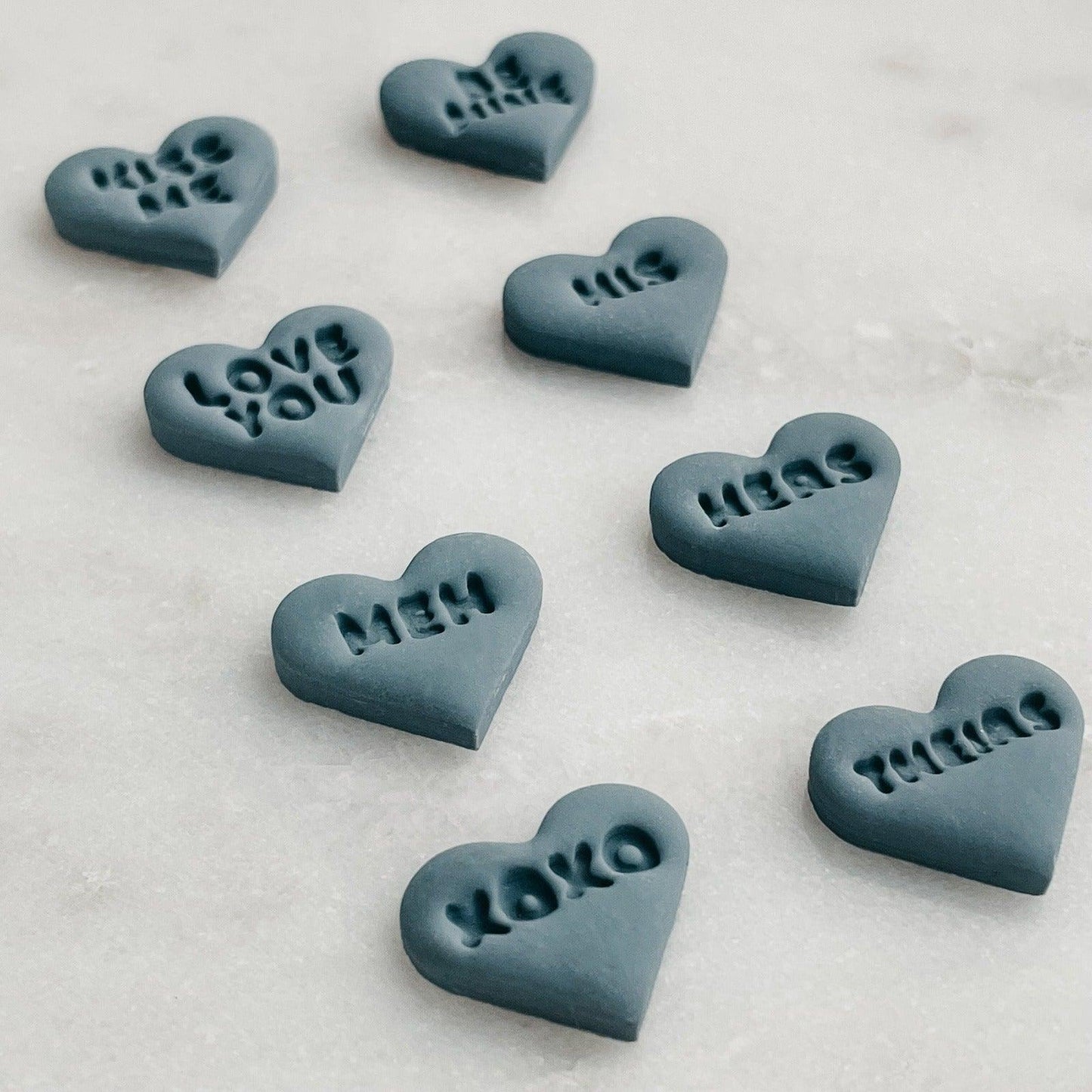 8 Pack Candy Hearts Clay Cutters - Claylab