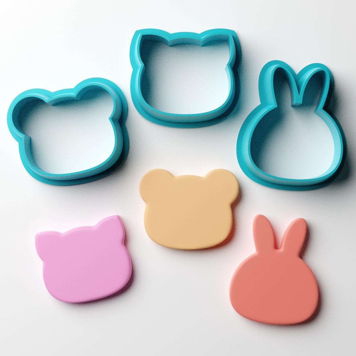 Animal Head Trio Kawaii Mini Clay Cutters - Claylab