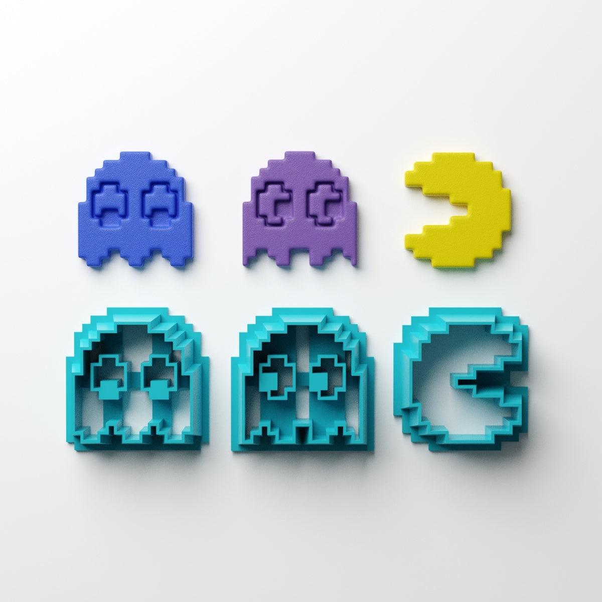 Pixel P-Man + 2 Ghosts Clay Cutter - Claylab
