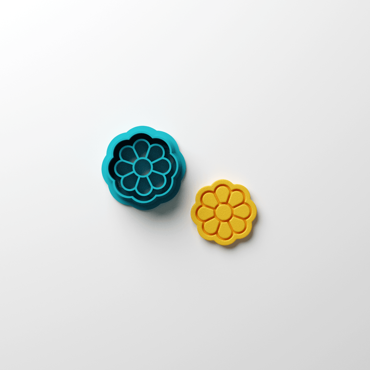 8 Petal Borderline Embossed Flower Stud Clay Cutter - Claylab