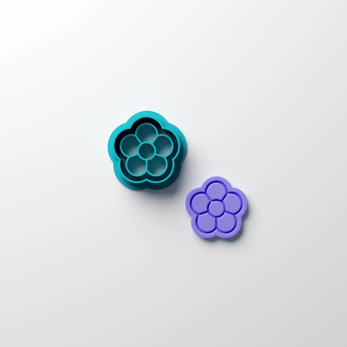 5 Petal Borderline Embossed Flower Stud Clay Cutter - Claylab