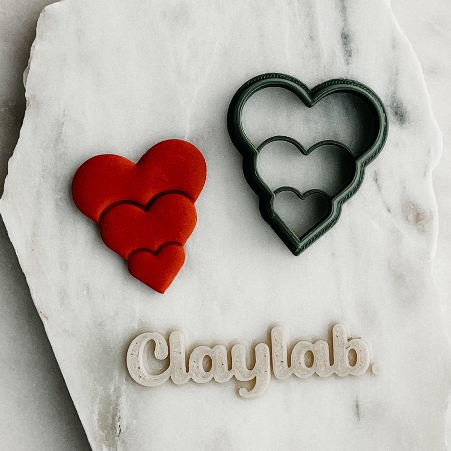 Shrinking Heart Trio Clay Cutter - Claylab