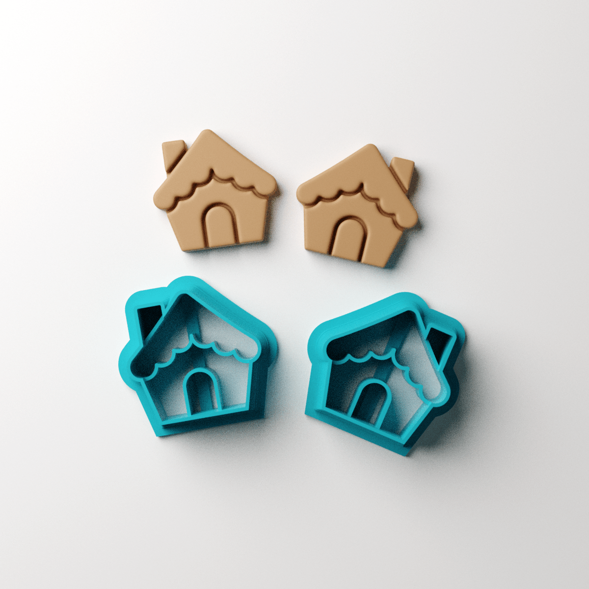 Gingerbread House Stud Clay Cutter - Claylab