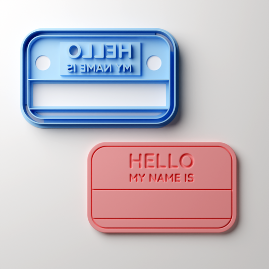 'Hello' Badge Rectangle Clay Cutter