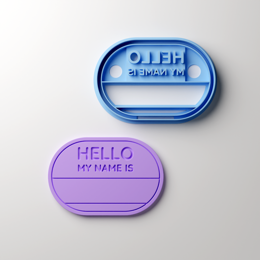 'Hello' Badge Oval Clay Cutter