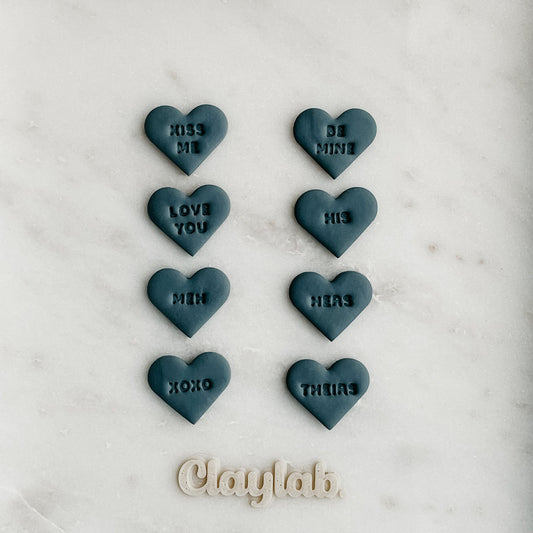8 Pack Candy Hearts Clay Cutters Claylab