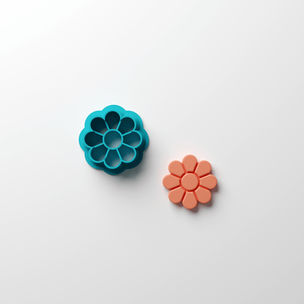 8 Petal Embossed Flower Stud Clay Cutter - Claylab