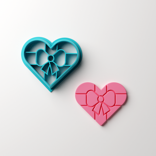 Gift Wrapped Heart Clay Cutter Claylab